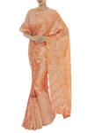 Buy_Shagun Manchanda_Peach Linen Block Print Saree  _at_Aza_Fashions