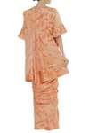 Shop_Shagun Manchanda_Peach Linen Block Print Saree  _at_Aza_Fashions