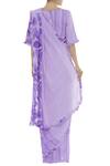 Shop_Shagun Manchanda_Purple Linen Block Print Saree _at_Aza_Fashions