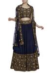 Buy_Roora By Ritam_Blue Pure Dupion Silk Floral Embroidered Lehenga Set_at_Aza_Fashions