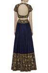 Shop_Roora By Ritam_Blue Pure Dupion Silk Floral Embroidered Lehenga Set_at_Aza_Fashions