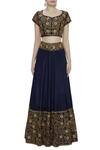 Roora By Ritam_Blue Pure Dupion Silk Floral Embroidered Lehenga Set_Online_at_Aza_Fashions
