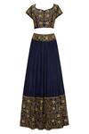 Buy_Roora By Ritam_Blue Pure Dupion Silk Floral Embroidered Lehenga Set_Online_at_Aza_Fashions