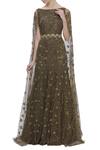Buy_Karleo_Brown Tulle Boat Embroidered Gown _at_Aza_Fashions