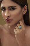 Shop_Confluence_Gold Plated Eina Ahluwalia Crystal Ring_at_Aza_Fashions