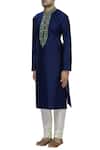 Arihant Rai Sinha_Blue Raw Silk Kurta Set For Men_Online_at_Aza_Fashions