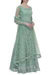 Buy_Samyukta Singhania_Green Leaf Neck Embroidered Anarkali Set_at_Aza_Fashions