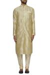 Arihant Rai Sinha_Beige Brocade Kurta With Churidar_Online_at_Aza_Fashions