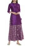 Buy_Pinki Sinha_Purple Kurta Silk Banarasipant Muga Keyhole Sharara Set _at_Aza_Fashions