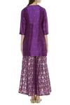 Shop_Pinki Sinha_Purple Kurta Silk Banarasipant Muga Keyhole Sharara Set _at_Aza_Fashions