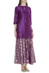 Pinki Sinha_Purple Kurta Silk Banarasipant Muga Keyhole Sharara Set _Online_at_Aza_Fashions