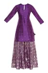 Buy_Pinki Sinha_Purple Kurta Silk Banarasipant Muga Keyhole Sharara Set _Online_at_Aza_Fashions