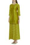 VISHWA BY PINKI SINHA_Green Kurta Silk Banarasipant Muga Round Sharara Set _Online_at_Aza_Fashions