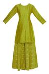 Buy_VISHWA BY PINKI SINHA_Green Kurta Silk Banarasipant Muga Round Sharara Set _Online_at_Aza_Fashions