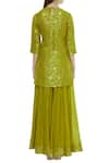 Shop_Pinki Sinha_Green Kurta Banarasi Mugapant Chanderi Round With Sharara Pant _at_Aza_Fashions