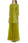 Pinki Sinha_Green Kurta Banarasi Mugapant Chanderi Round With Sharara Pant _Online_at_Aza_Fashions