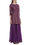 Pinki Sinha_Purple Kurta Banarasi Mugapant Chanderi Round With Sharara Pant _Online_at_Aza_Fashions