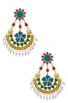 Buy_Pranay Baidya_Gold Plated Beads Crescent Moon Earrings_at_Aza_Fashions