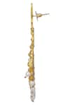 Pranay Baidya_Gold Plated Beads Crescent Moon Earrings_at_Aza_Fashions