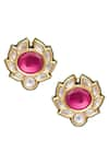 Buy_Kiwi by Musskan_Gold Plated Kundan Studs_at_Aza_Fashions