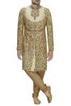 Buy_Arihant Rai Sinha_Cream Silk Embroidered Sherwani Set_at_Aza_Fashions