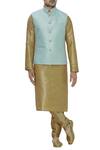 Buy_Arihant Rai Sinha_Blue Brocade And Silk Kurta Set_at_Aza_Fashions