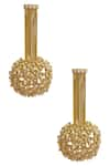 Buy_Mira by Radhika Jain_Gold Plated Bead Metal Chain Earrings _at_Aza_Fashions