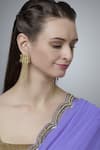 Buy_Mira by Radhika Jain_Gold Plated Bead And Metal Chain Earrings _at_Aza_Fashions