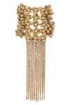 Mira by Radhika Jain_Gold Plated Bead And Metal Chain Earrings _Online_at_Aza_Fashions