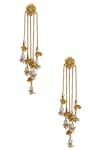 Shop_Mira by Radhika Jain_Gold Plated Bead Linear Chain Earrings _at_Aza_Fashions