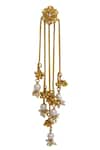 Mira by Radhika Jain_Gold Plated Bead Linear Chain Earrings _Online_at_Aza_Fashions