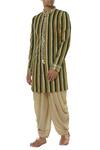 Buy_Vikram Phadnis_Beige Spun Silk Striped Sherwani And Kurta Set_at_Aza_Fashions