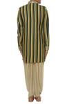 Shop_Vikram Phadnis_Beige Spun Silk Striped Sherwani And Kurta Set_at_Aza_Fashions