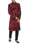 Buy_Vikram Phadnis_Black Spun Silk Tie Dye Sherwani With Kurta And Churidar_at_Aza_Fashions