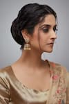 Shop_Shillpa Purii_Gold Plated Stone Jhumkas_at_Aza_Fashions