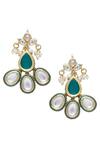 Buy_Just Shradhas_Gold Plated Kundan Polki Stone Stud Earrings _at_Aza_Fashions
