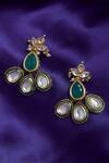 Buy_Just Shradhas_Gold Plated Kundan Polki Stone Stud Earrings _Online_at_Aza_Fashions
