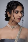 Shop_Just Shradha's_Gold Plated Beads Choker Set_at_Aza_Fashions