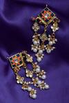 Buy_Just Shradhas_Gold Plated Pearls Meenakari Kundan Danglers _Online_at_Aza_Fashions