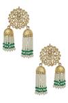 Buy_Gewels by Mona_Gold Plated Bead Jhumkas_at_Aza_Fashions