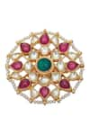 Chaotiq By Arti_Gold Plated Stone Floral Polki Finger Ring_Online_at_Aza_Fashions