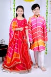 Buy_Kids Lane_Multi Color Sherwani Chanderi Leheriya Pattern Set _Online_at_Aza_Fashions