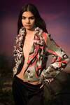 Buy_Anamika Khanna_Green Denim Cropped Jacket_at_Aza_Fashions