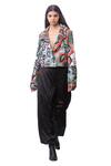 Buy_Anamika Khanna_Green Denim Cropped Jacket_Online_at_Aza_Fashions
