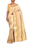 Buy_Nazaakat By Samara Singh_Beige Banarasi Silk Handloom Saree_at_Aza_Fashions