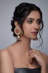 Shop_Kista_Gold Plated Stones Floral Head Jhumkas_at_Aza_Fashions