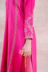 Buy_Label Mansi Nagdev_Pink Chanderi Silk Embroidery Zari Notched Noor Placement Kurta Set _Online_at_Aza_Fashions