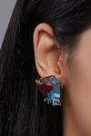Shop_Esme By Aashna Dalmia_Blue Crystals Geometric Stud Earrings _at_Aza_Fashions