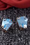 Buy_Esme By Aashna Dalmia_Blue Crystals Geometric Stud Earrings _Online_at_Aza_Fashions