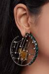 Buy_Esme By Aashna Dalmia_Black Crystal Hoops _at_Aza_Fashions